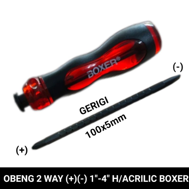 obeng 2 way (+)(-) handle acrilic (anti pecah) boxer