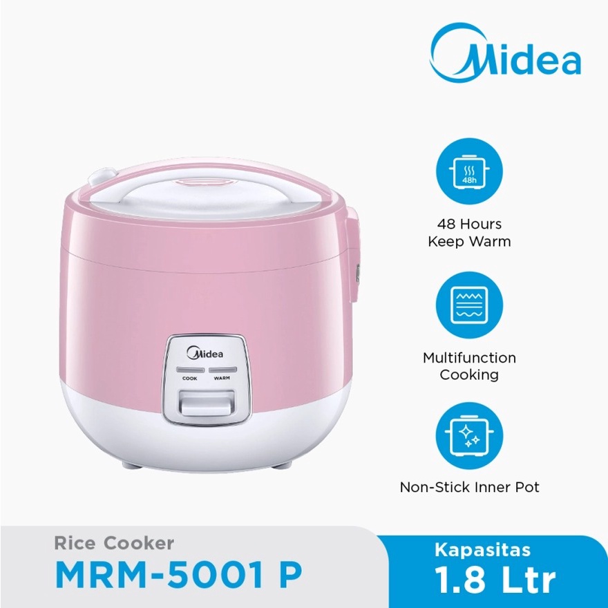 MIDEA Rice Cooker 1.8 LITER Model-MRM-5001 P - Pink