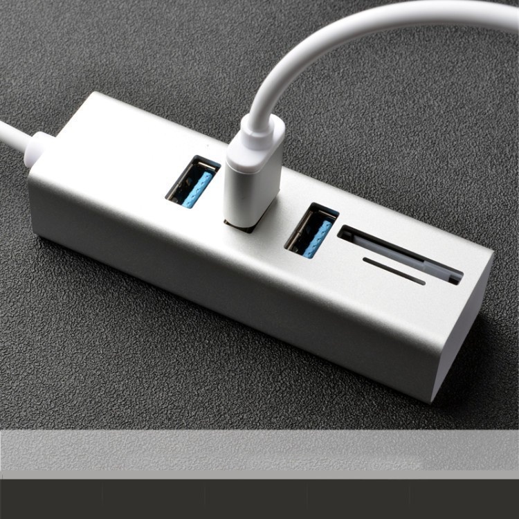 Lc53 Aluminium Alloy USB 3.0 Hub Card Reader Multi - Gabungan Ponsel Cerdas Pembaca Kartu Koneksi Komputer Notebook Card Reader