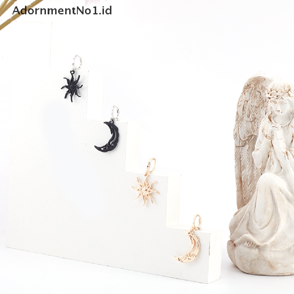 [AdornmentNo1] Sun Moon Menjuntai Earring Asimetris Anting Abstrak Untuk Wanita Fashion Perhiasan [ID]