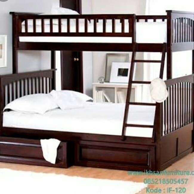 Tempat Tidur Tingkat 2 Kasur , Bawah Laci