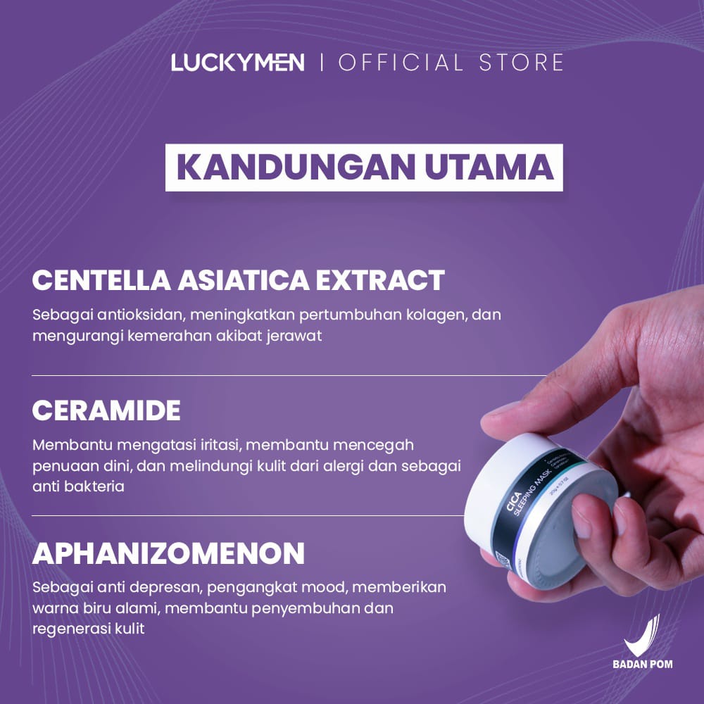 (BONUS PARFUM) LUCKYMEN Cica Sleeping Mask - 1 Pcs ORIGINAL