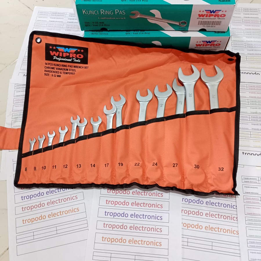 Kunci Ring Pas Set 14Pcs 8-32mm Wipro Satin