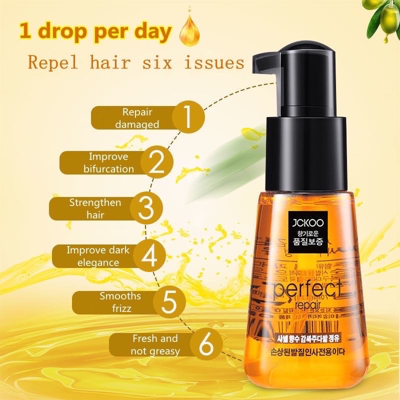 JCKOO Hair Serum Pelembut Rambut Repair Hair Oil 70ml Serum Perawatan Rambut Rusak Hair Oil Smoothing Hair-1