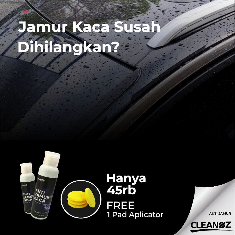 Cairan Ampuh Pembersih Kerak Jamur Kaca Mobil Cleanoz Free Aplikator Pad