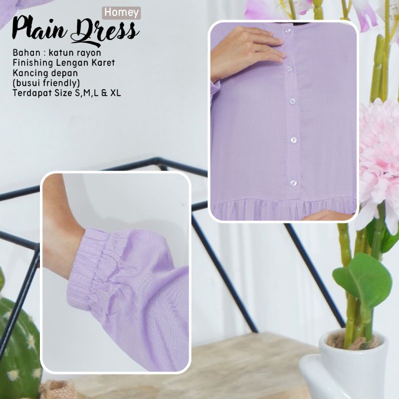 New - Homey Dress Polos Murah Gamis Dewasa Polos Jumbo Termurah Bahan Katun Rayon Premium Nyaman Dipakai | Bisa Cod
