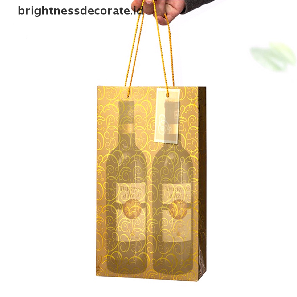 [Birth] 1pcs Kantong Wine, Paper Wine Bag Kraft 10pcs Kantong Anggur Kado Dengan Pegangan [ID]