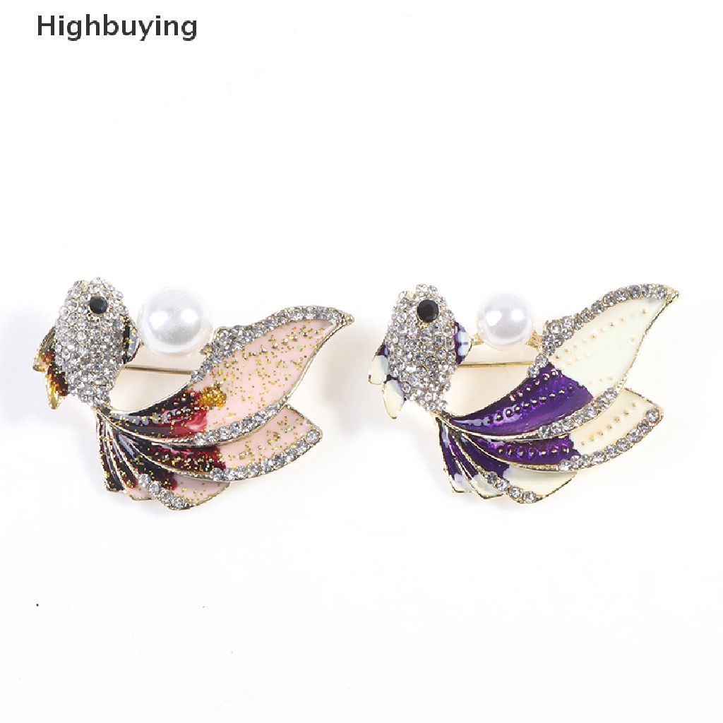 Hbid 1Pc Kristal Berlian Imitasi Ikan Mas Bros Wanita Brooch Pin Aksesoris Pakaian Glory