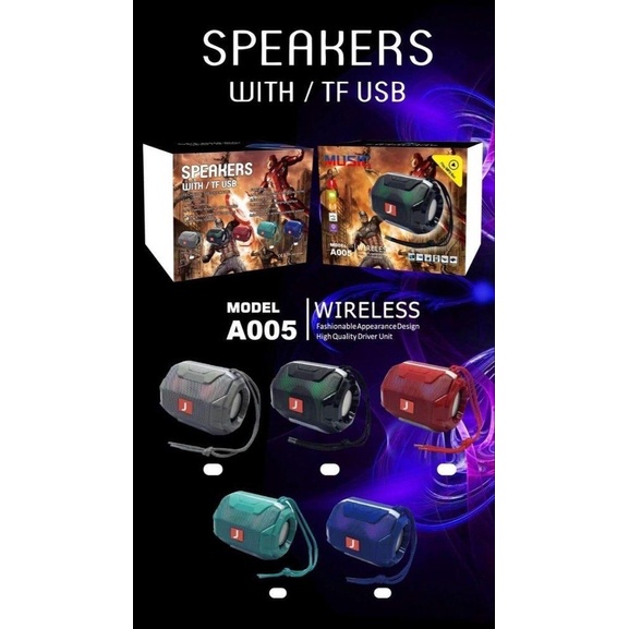 Speaker bluetooth A005 portable lampu led extra bass A005
