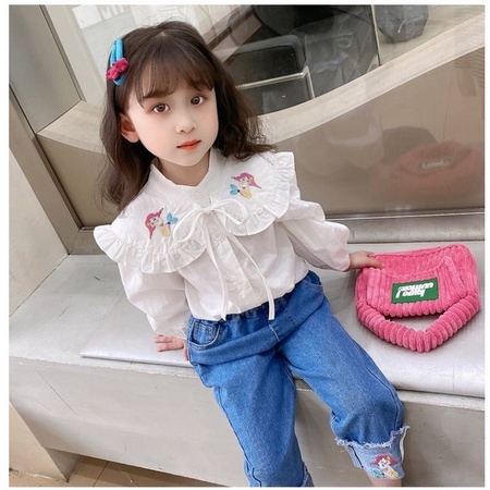 SSP18-Setelan Set Anak Perempuan Kemeja + Jeans Mermaid Shell