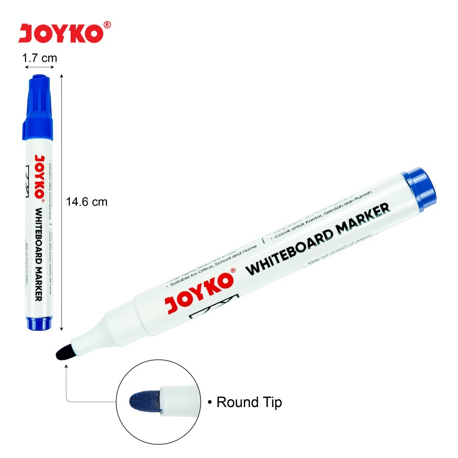 Whiteboard Marker / Spidol Papan Tulis Dapat Dihapus Joyko WM-62 Merah