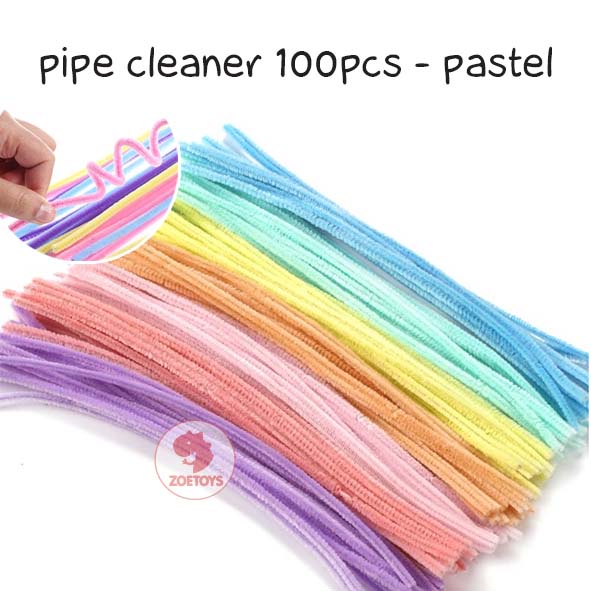 Zoetoys Pipe Cleaner 100 Pcs | Kawat Bulu Mercy Mix Campur Pastel Bright A B Tebal 6mm 30cm | DIY art n craft Prakarya Anak | Mainan Edukasi