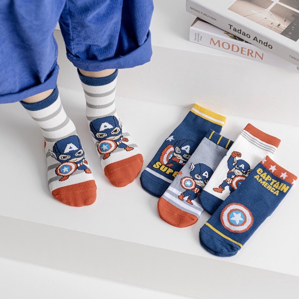 BRGUNIK Kaos Kaki Anak Motif Captain America Kaus Kaki Bayi Lucu KK059