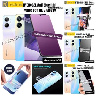 Hydrogel Jelly CUSTOM REALME 10 10Pro 10 Pro+ 11 Pro+ Hidrogel TPU Clear-Bening/Glossy/Bluelight Glosy/Blue Light Matte/Glare-A-Minyak-OIL Mate Doff/Anti SPY Privacy-Tidak Bisa lihat Dari samping-Black-Hitam-Gelap/kaca Full Cover Coveragel- NFC 5G Plus 4G