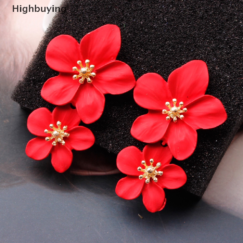 Hbid Vintage Double Flower Drop Earrings Pernikahan Menjuntai Bohemian Pesta Perhiasan Hadiah Glory