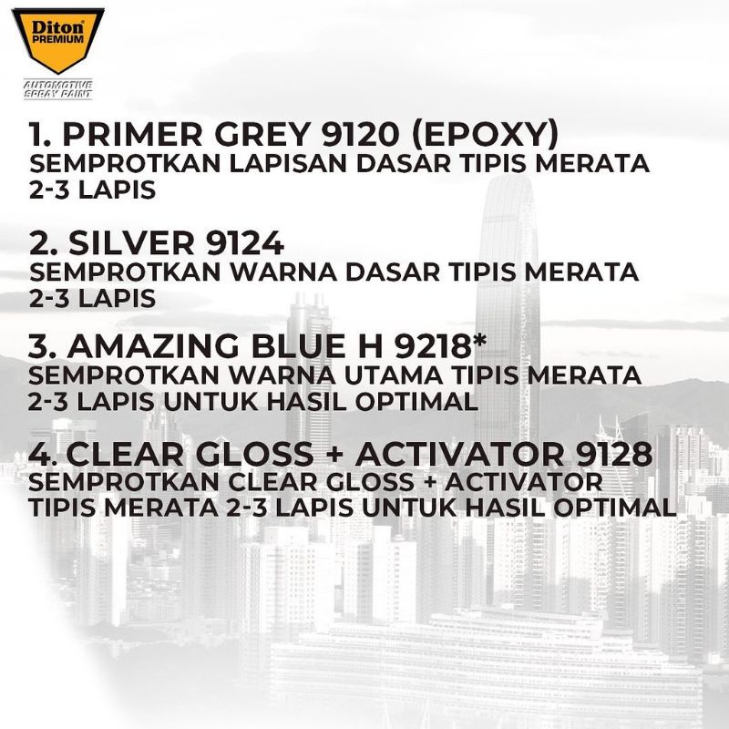 Pilok Cat Diton Premium Amazing Blue 9218 Biru 400cc Tahan Bensin Cepat Cat Semprot Diton Premium Cat Diton Pilok Diton Pilox Diton 400cc