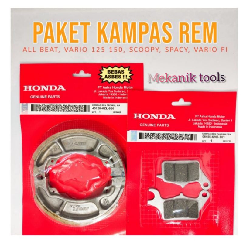 Kampas Rem Depan Belakang Vario Beat Scoopy Vario 125 150 spacy cakram tromol