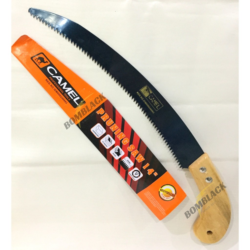 Gergaji dahan 14 inch 14 inci Camel kopi lengkung cokelat prunning saw gagang kayu HIGH QUALITY
