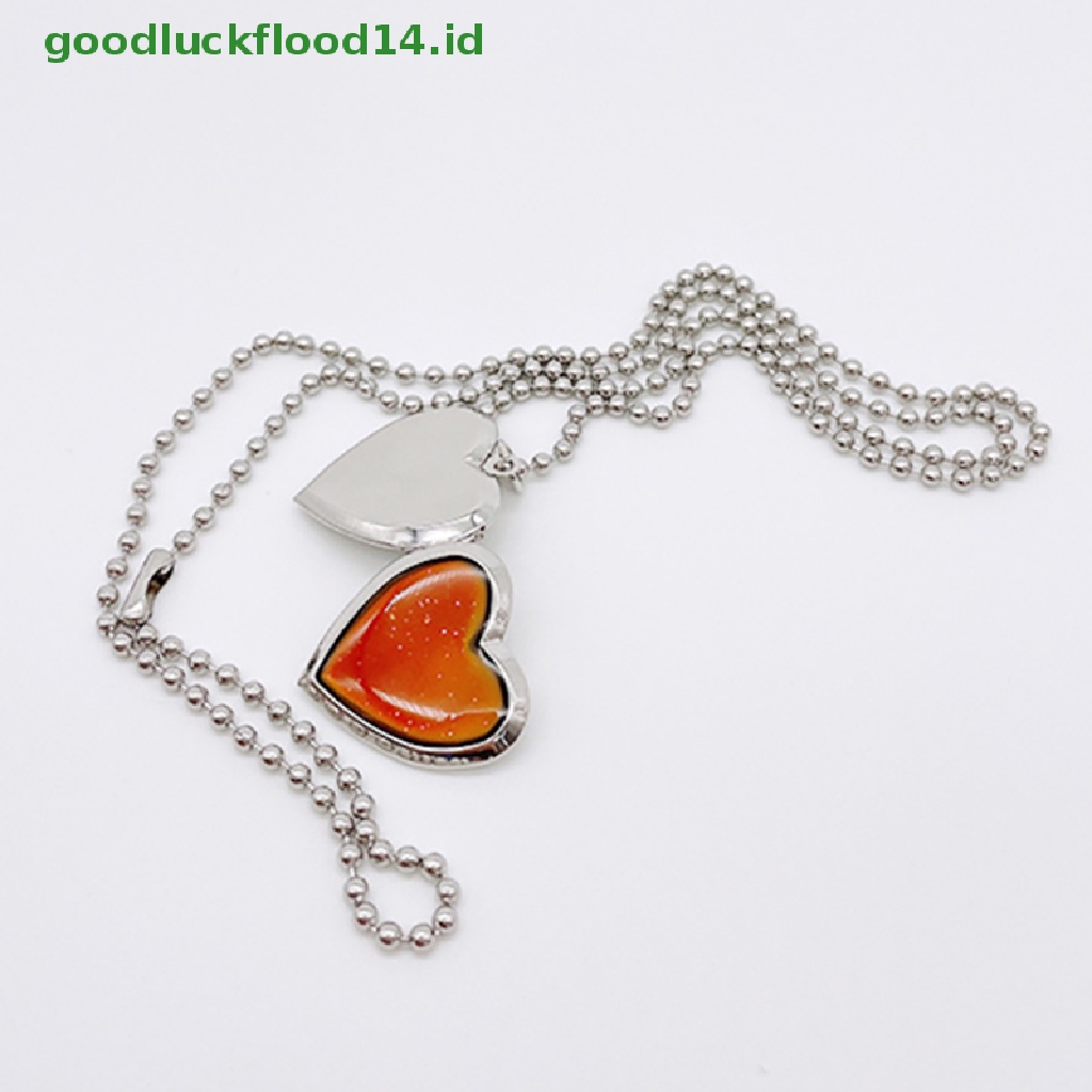 [GOOGFOUR] Mood Necklaces Peach Heart Love Pendant Foto Kalung Kontrol Suhu Warna [TOP]