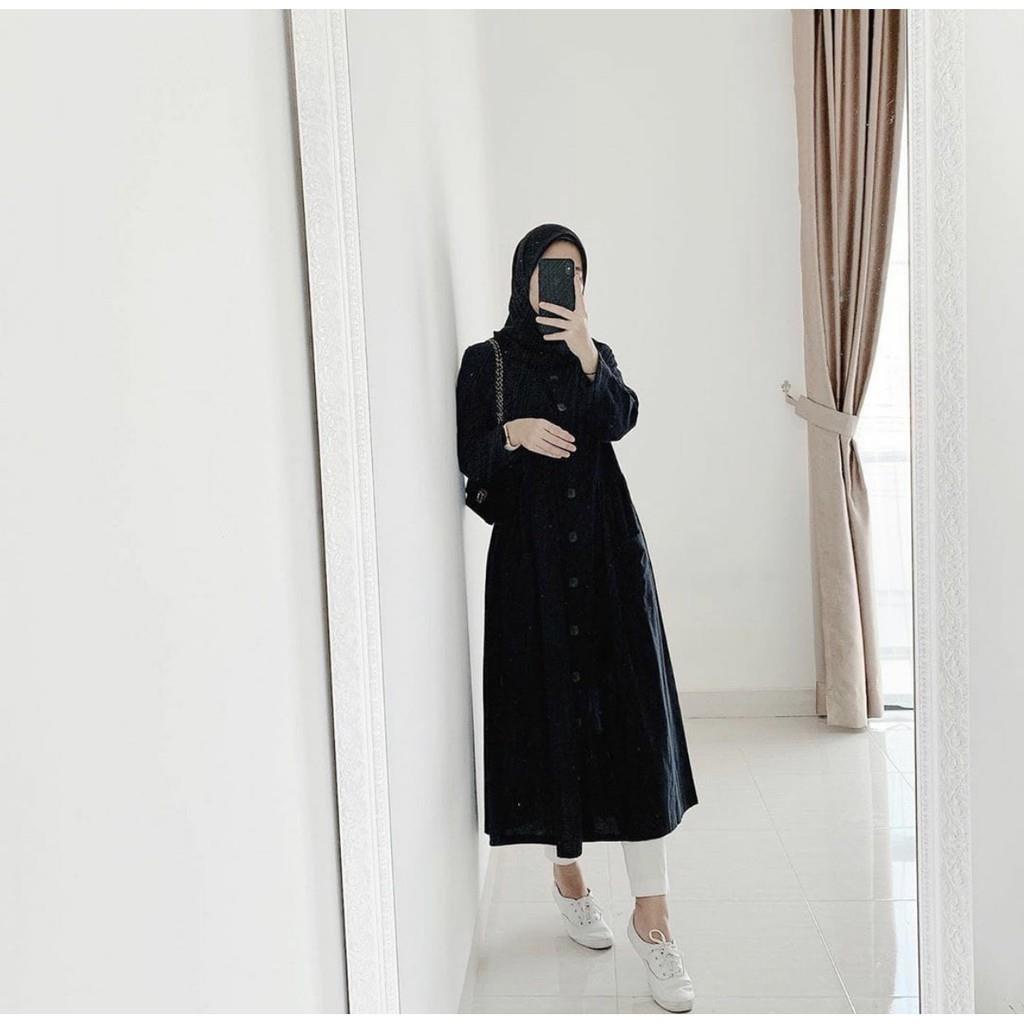 LS 940. Tunik Nadia Kancing Depan Pakaian Atasan Wanita Baju Dress Gamis Kekinian