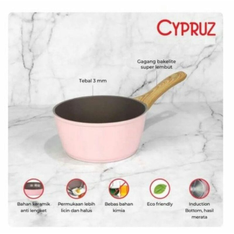 Cypruz pink ceramic sauce pan milk pan 16 cm 18 cm