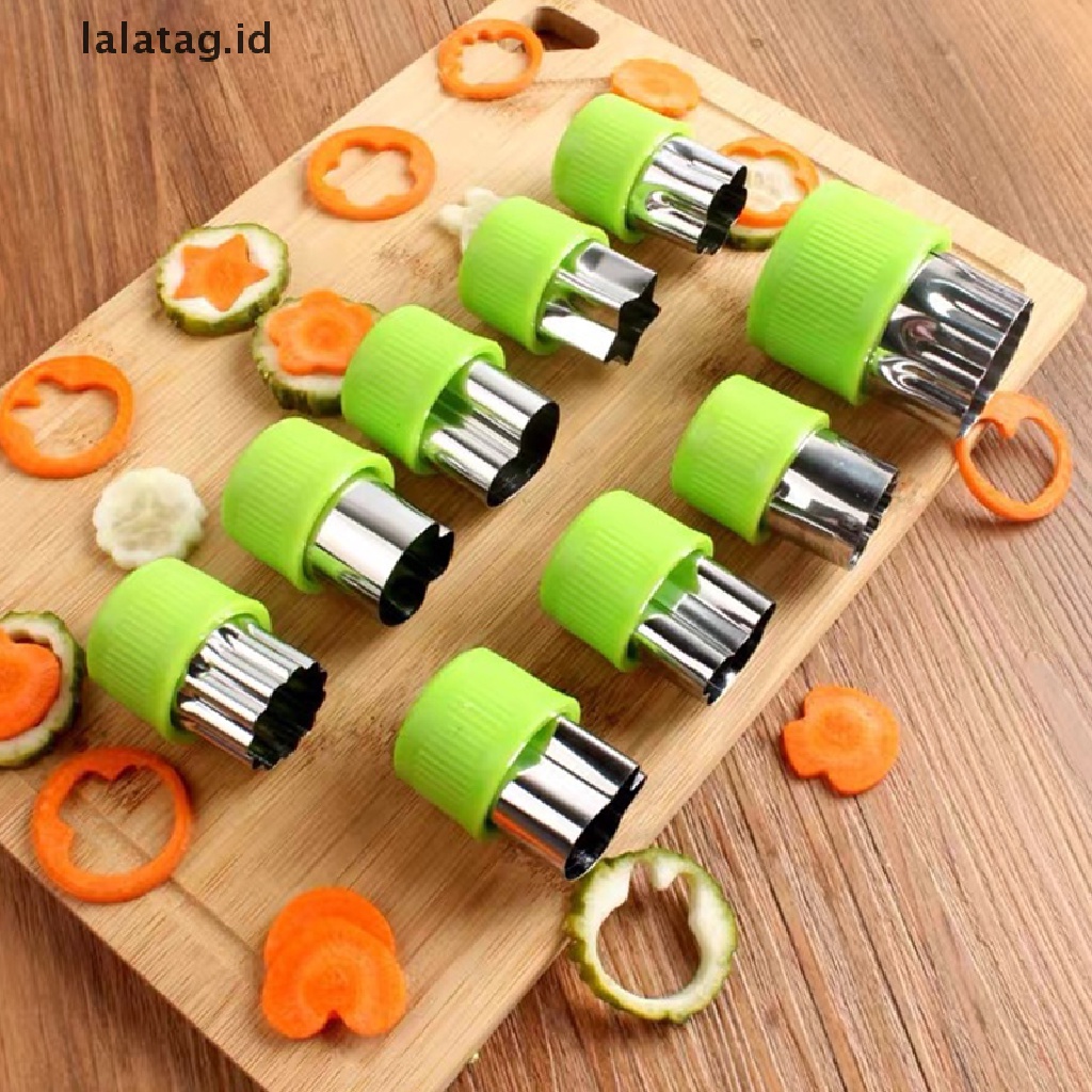 [lalatag] 9pcs Cetakan Pring Biskuit Stainless Steel Cetakan Embos Bentuk Buah Sayur [ID]