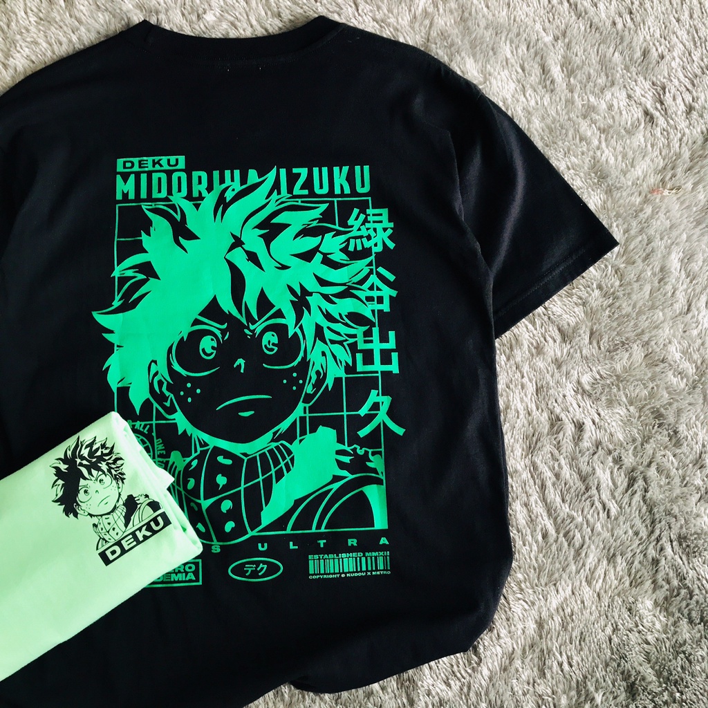 Tshirt Deku Quirks Black Anime Manga BNHA Boku No Hero My Hero Academia Premium Unisex