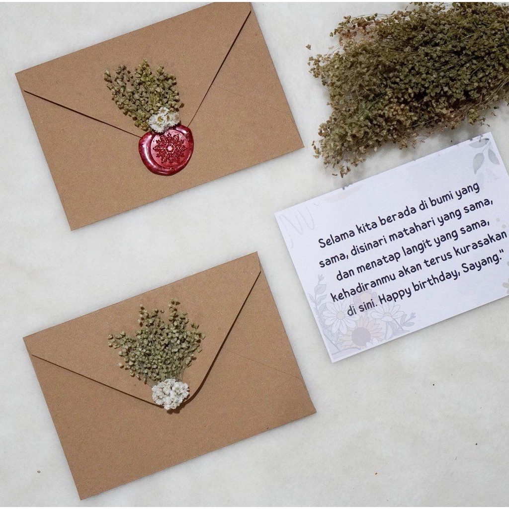 

Amplop Gift Rustic dried flower A6 11x16 cm / Amplop rustik vintage / amplop kado seal bunga kering asli