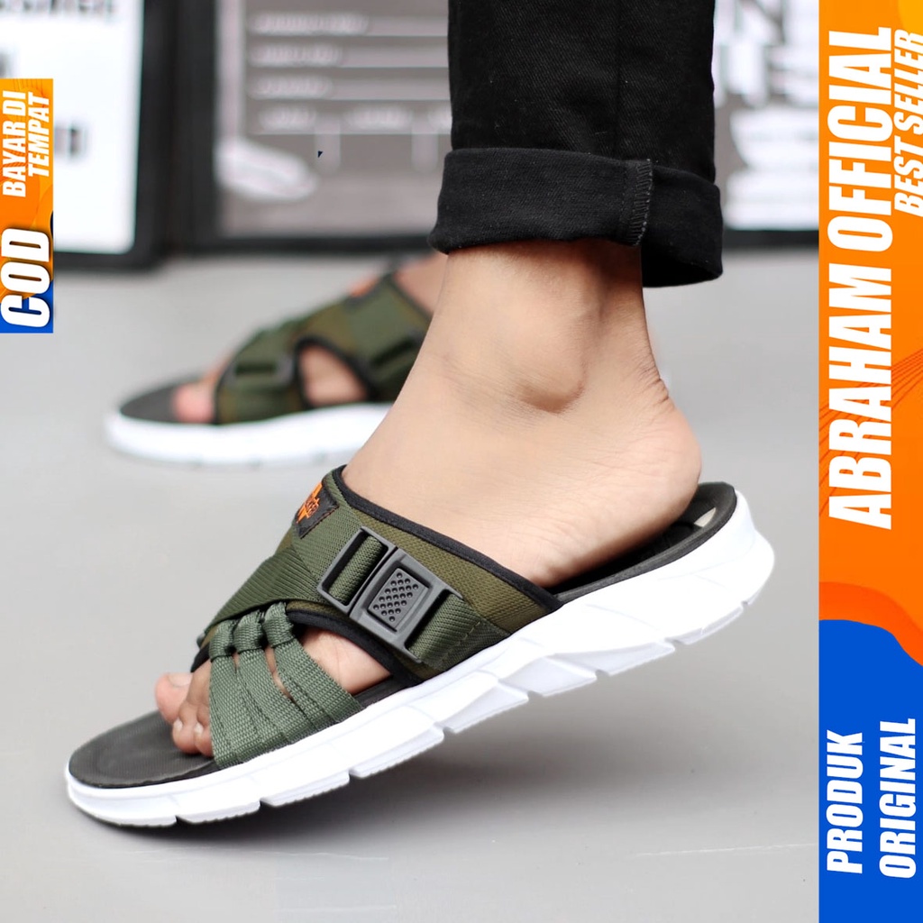 Sandal Slide Pria Slop Sendal Selop Ringan Original Distro Abraham Satria