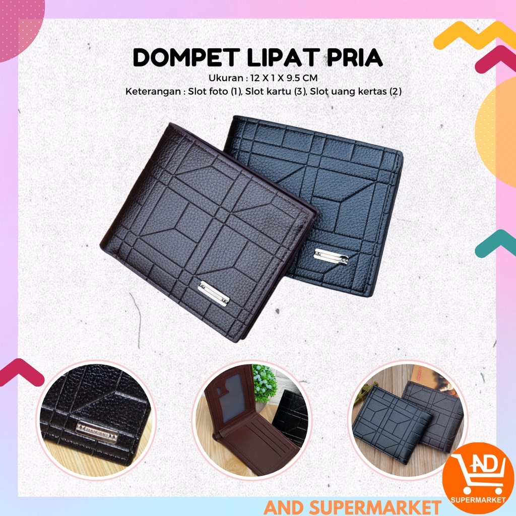 AND / COD / Dompet Lipat Pria Kulit Pu Dompet Lipat Murah Import Dompet Laki - Laki Pendek Dompet Cowok Fashion D91