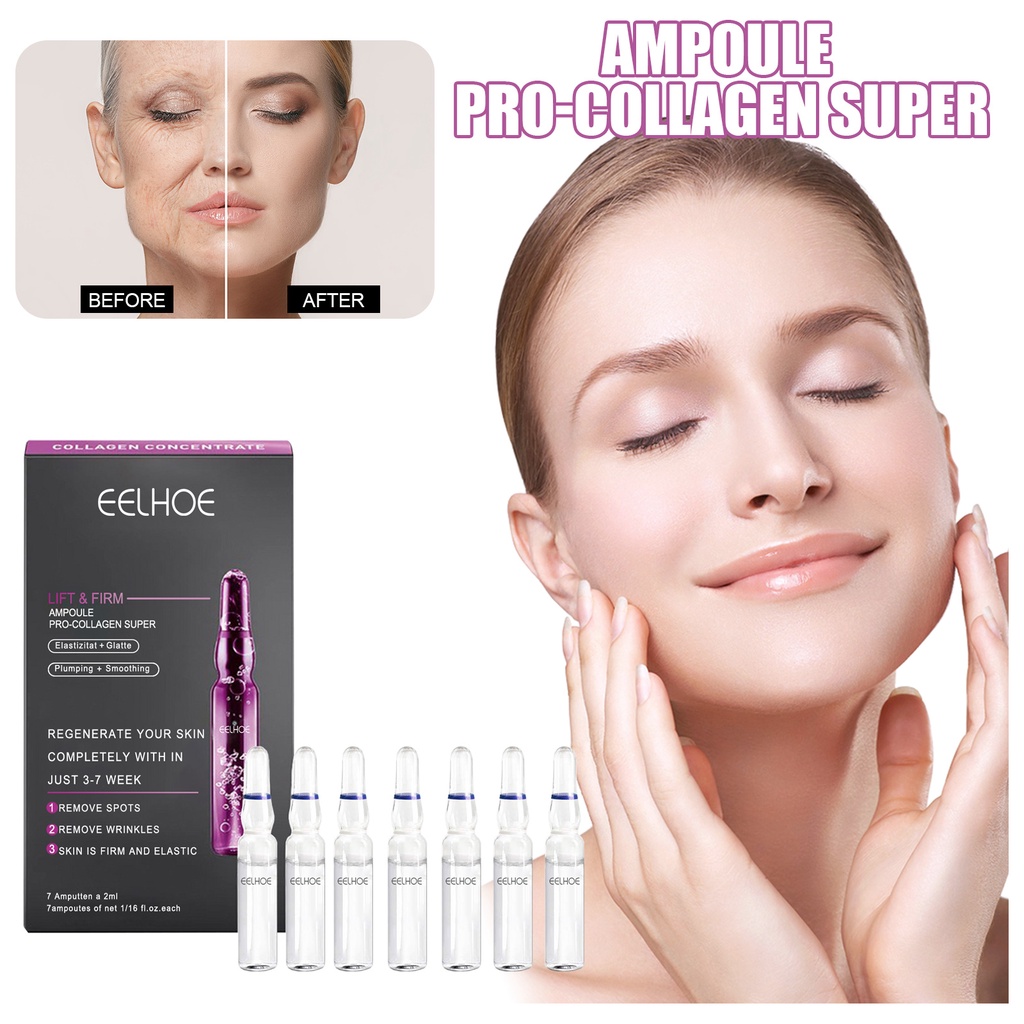 EELHOE Set Ampoule Anti Wrinkle Lifting Serum Ceramide and Collagen Essence Untuk Pelembab Wajah Anti Kerut Mengurangi Garis Halus Perawatan Wajah