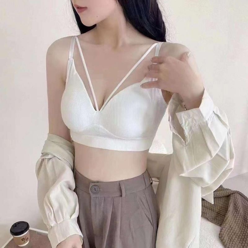 Tank Top Bra Push Up Wanita Pakaian Dalam Wanita BH Casual Tali Crop Top Impor Korean Jepang