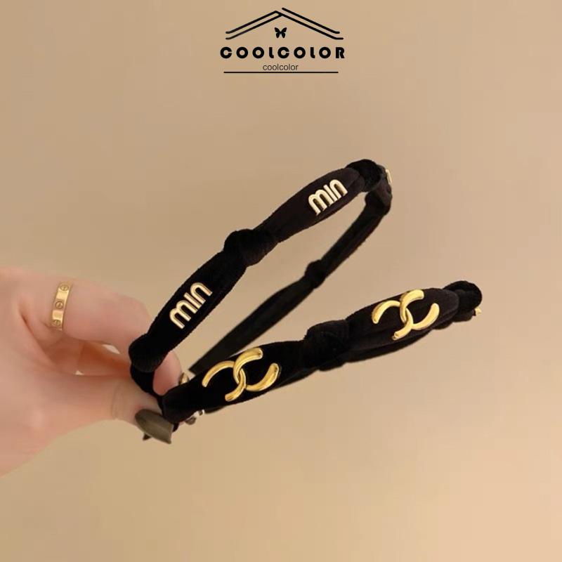 COD❤️Jepit Rambut Retro Beludru Huruf Warna Hitam Untuk Musim Gugur Wanita Aksesoris Rambut- cl