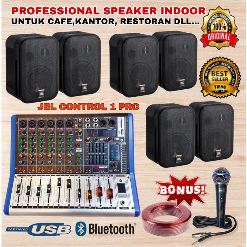 Paket Sound speaker indoor restauran cafe 6 speaker JBL dan power mixer 8 chanel