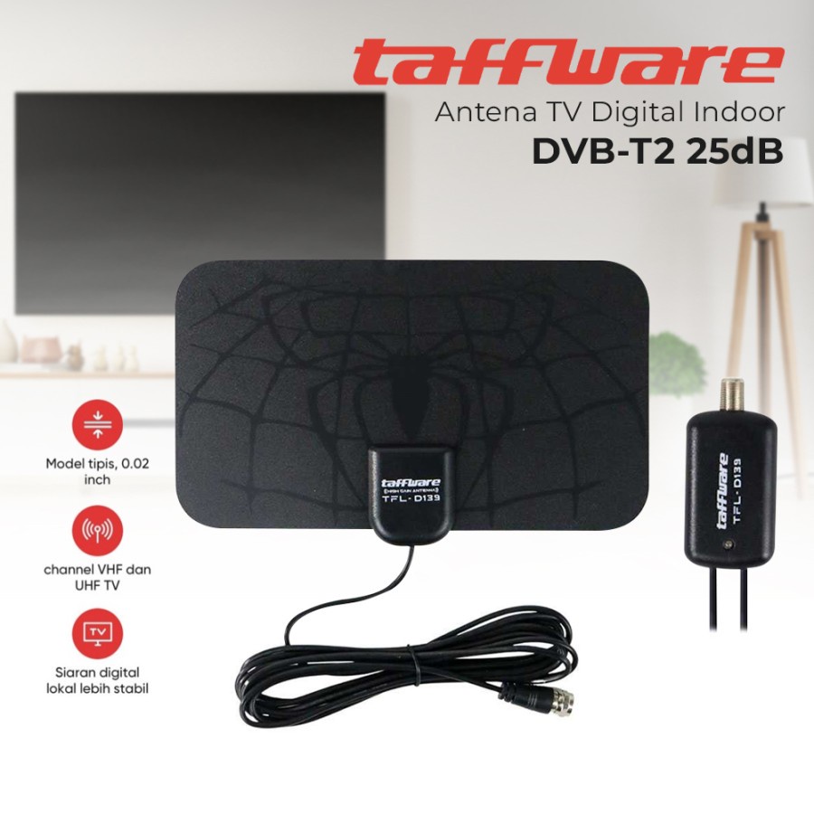 Antena TV Digital Indoor Spider Pattern with Signal Booster Amplifier