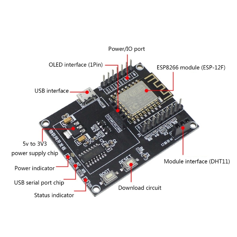 Zzz ESP8266 Papan Pengembangan IoT+Display oled 0.96+DHT11 Temperature Dan Kelembaban Modul Wifi Programming SDK Kecil B