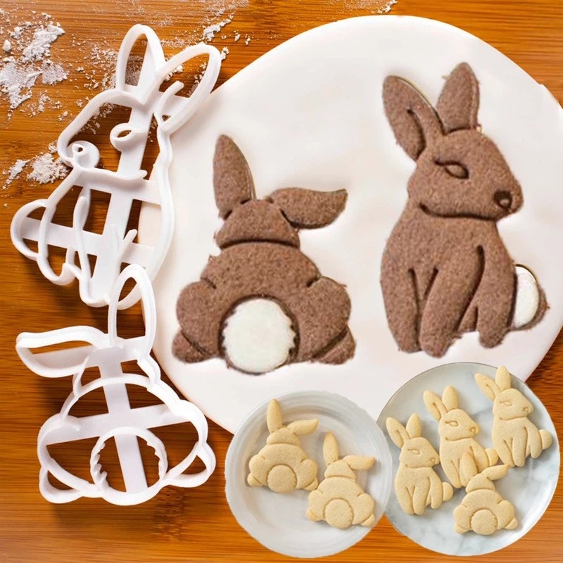 Kreatif Paskah Kartun Kelinci Cookie Pemotong Bentuk Kelinci DIY Biskuit Cetakan Cap Fondant Cetakan Rumah Tangga Dapur Praktis Baking Aksesoris