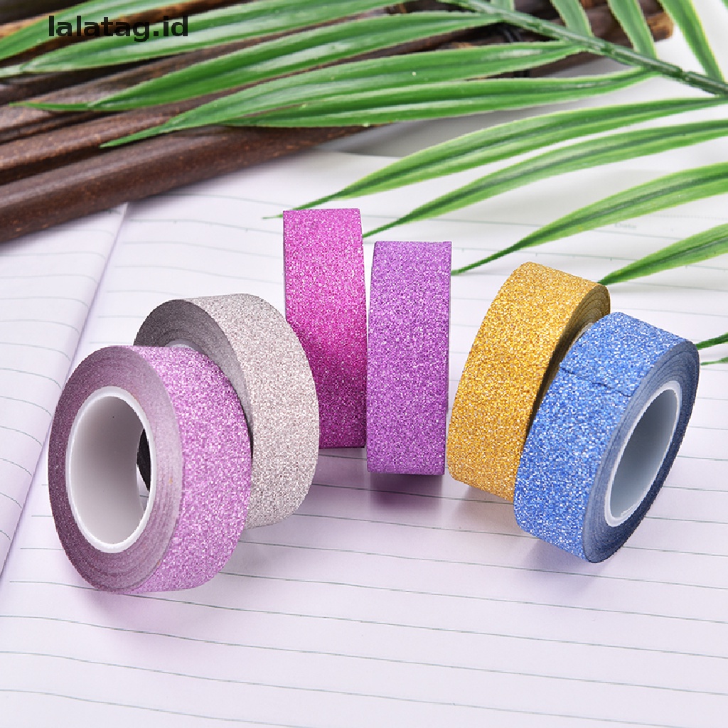 [lalatag] 10m glitter washi y paper ing tape label Perekat diy craft Hias [ID]