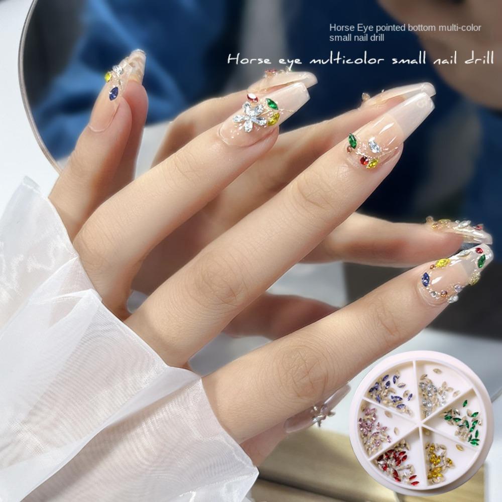 Needway Profil Nail Art Berlian Imitasi Mata Kuda Jepang Bor Kuku Manikur Aksesoris Hiasan Kuku Perhiasan Kuku