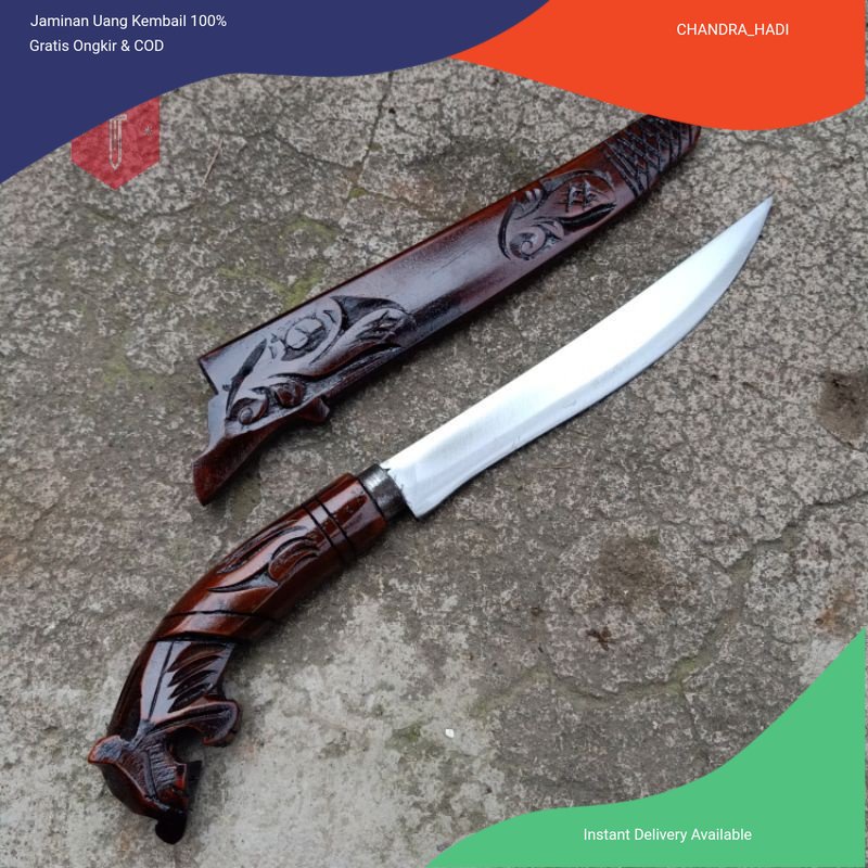 Pisau baja ukir macan - Pisau daging - pisau sayur - pisau sembelih