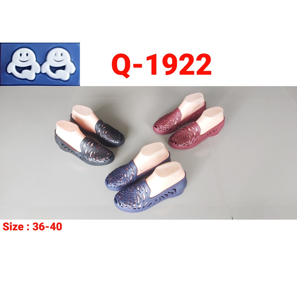 Sepatu Karet Wanita Q-1922 Polos Anti Slip Sepatu Slip On Empuk