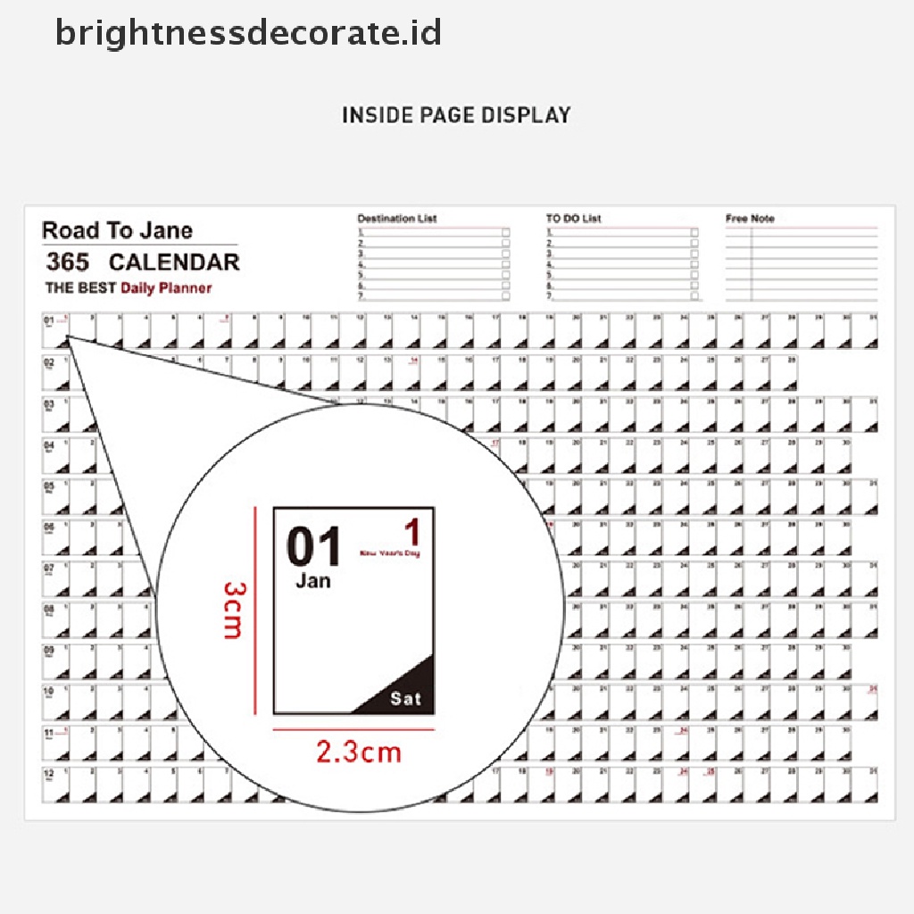 [Kelembahan] Kalender 2023kalender Simple Daily Jadwal Planner Sheet To Do List Gantung Tahunan Planner Tahunan Agenda Organizer Kantor [ID]