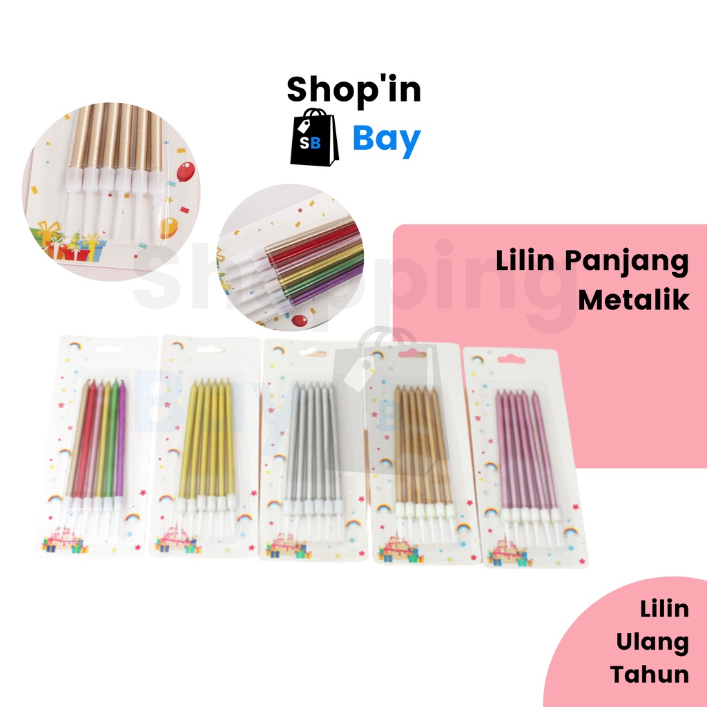Lilin Panjang Metalik / Lilin Ulang Tahun Panjang Metalik / Lilin Ultah Metalik