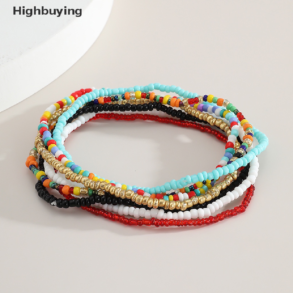 Hbid 7pcs/set Gelang Kaki Manik-Manik Handmade Warna-Warni Gelang Wanita Adjustable Foot Jewelry Glory