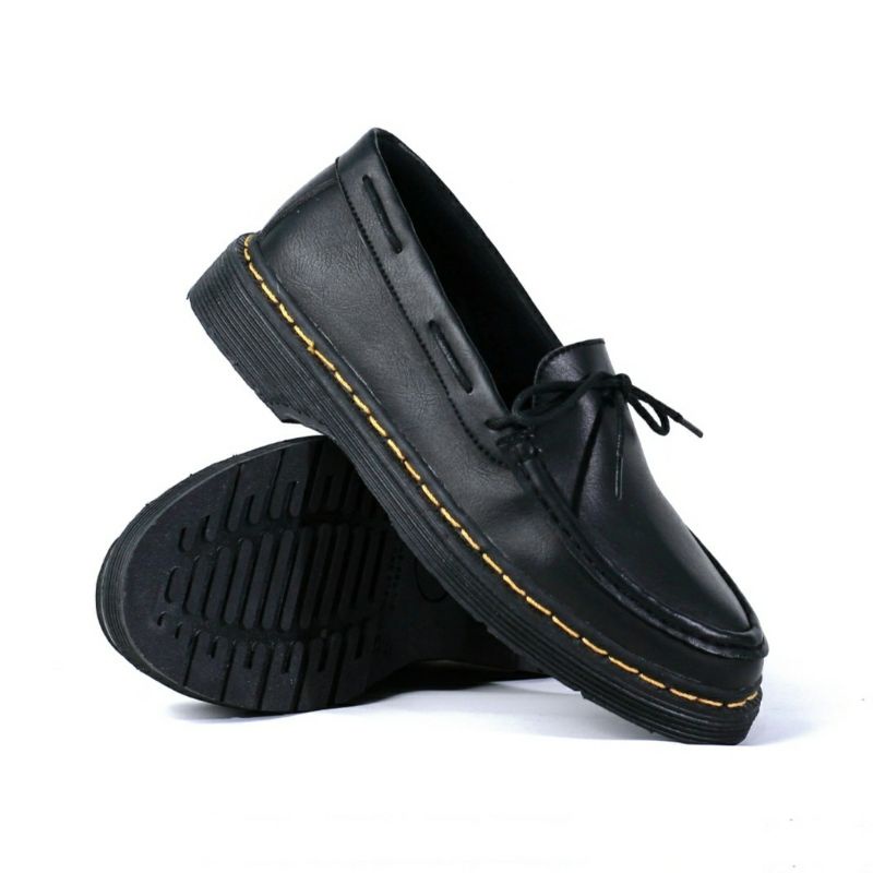 KING Sepatu Formal Pria Terbaru Keren Pantofel Kerja Casual Kondangan Kulit Synthetic Leather Black