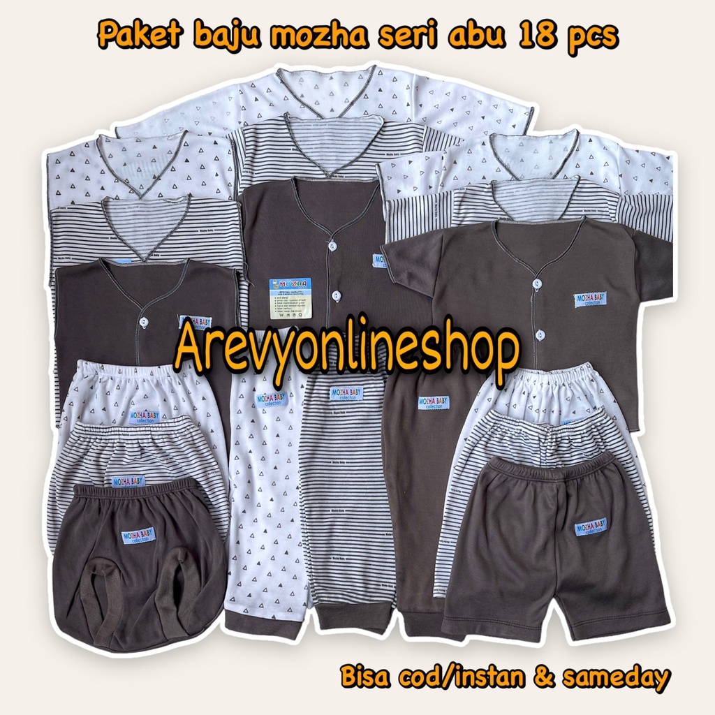 Paket Baju Bayi Newborn Mozha Baby 0-3 Bln Perlengkapan Bayi Baru Lahir &amp; Kado Baby Giftset arevyonlineshop Paket Lahiran Setelan Baju Bayi Celana Bayi Baru Lahir Baju Panjang Celana Panjang Baju Pendek Celana Pendek Baju Kutung Celana pop