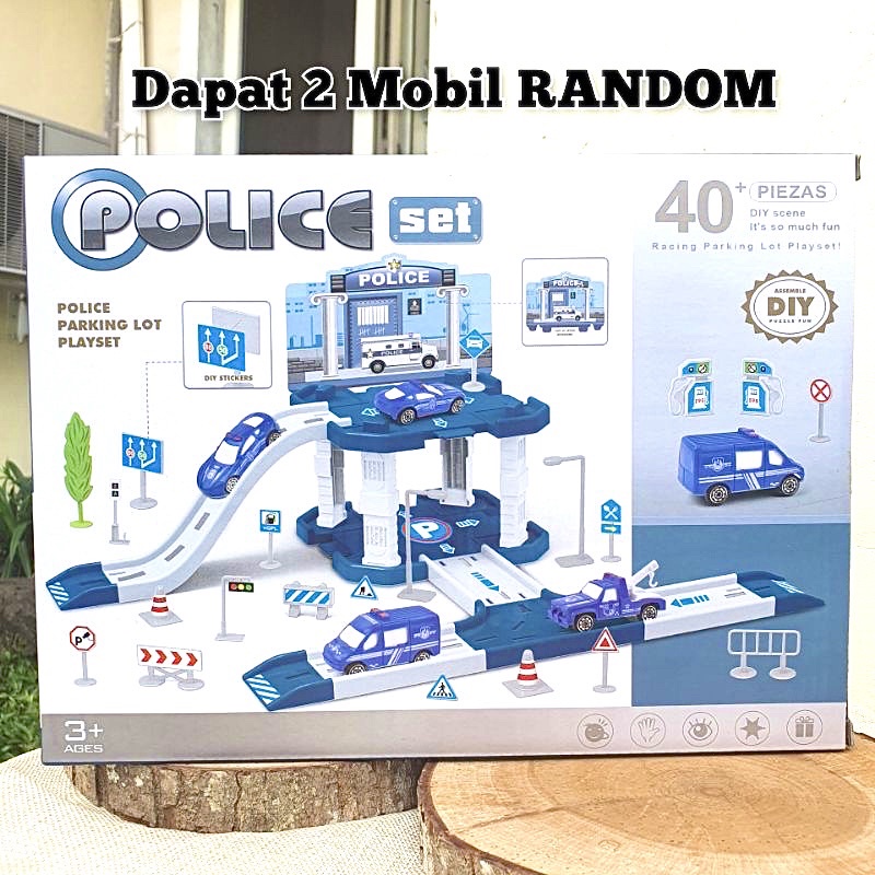 Mainan Truk DIY dengan Jalur Parkir Truck Parking Lot Playset Parkiran Mobil