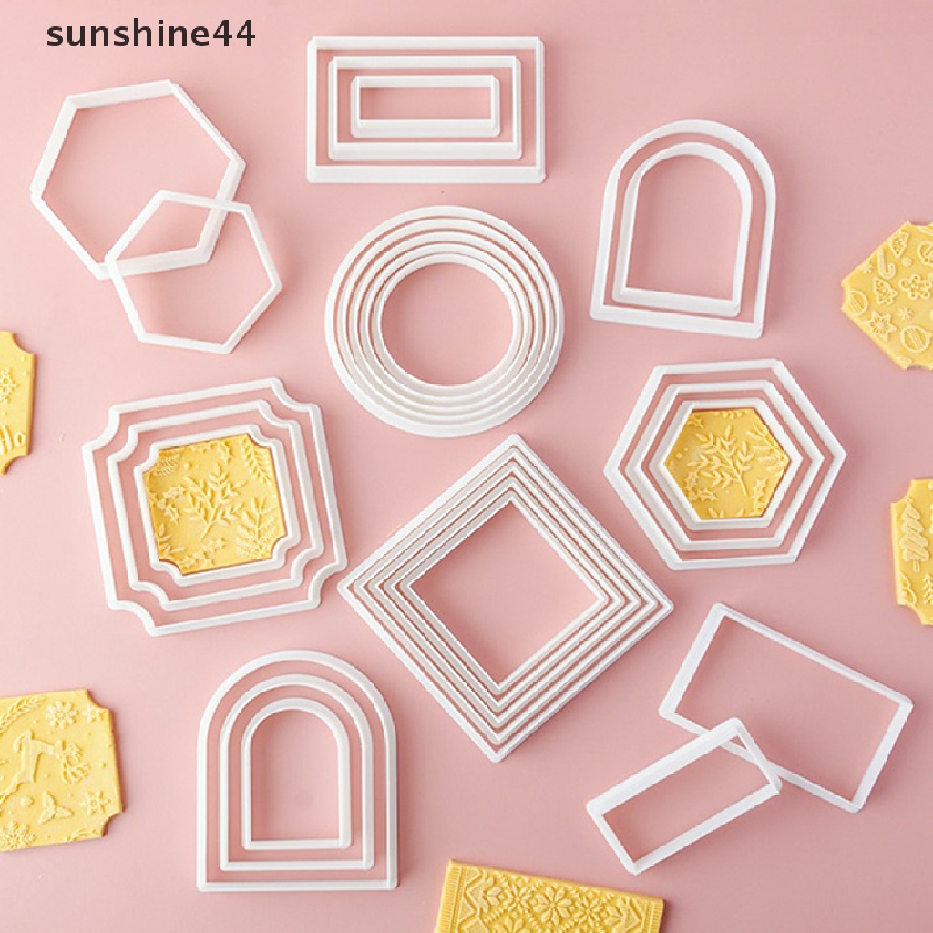 Sunshine Bentuk Geometris Cetakan Biskuit Fondant Pastry Cutter Alat Baking Cookies Mold.