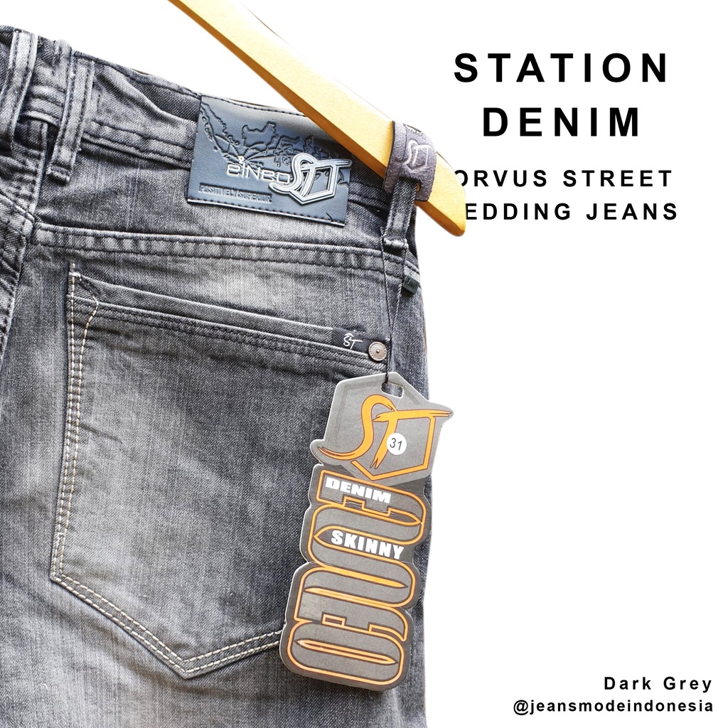 Jeans Panjang pria baru dark grey fedding denim street melar slim premium original distro selved