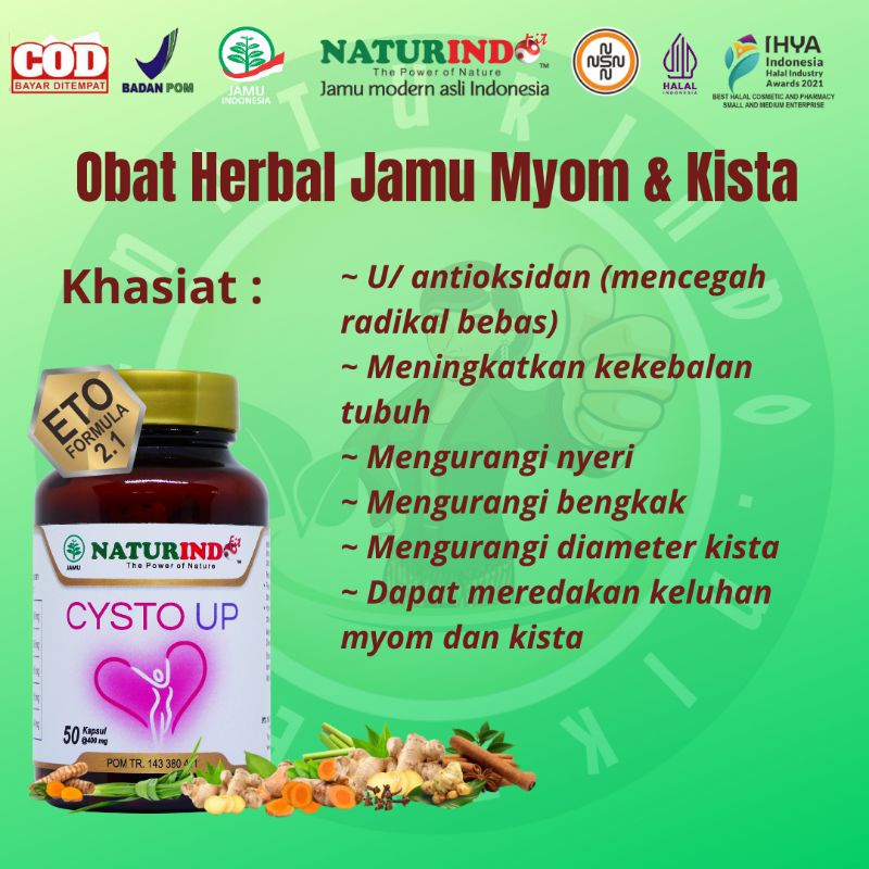 Obat Herba Jamu Mengurangi Diameter Kista Miom/ Pelancar Haid Asli Tumbuhan Alami 50 kapsu  CYSTO UP